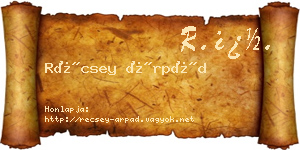 Récsey Árpád névjegykártya